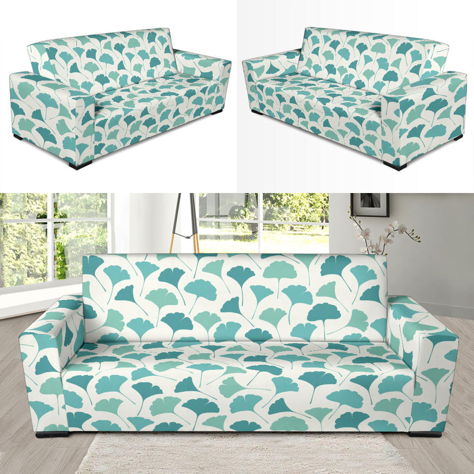 Green Ginkgo Leaves Pattern Sofa Slipcover