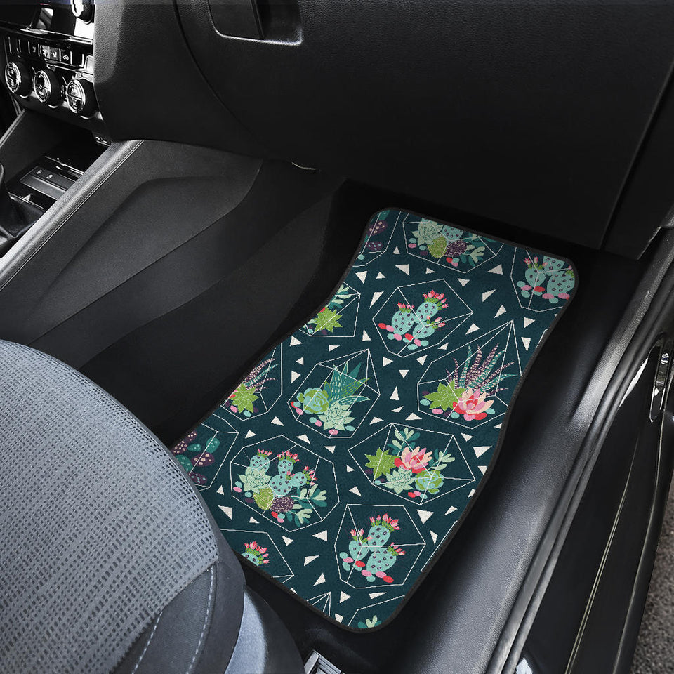 Cactus Glass Terrarium Pattern Front And Back Car Mats