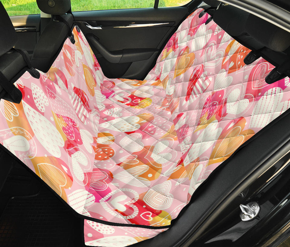 Hand Drawn Heart Design Pattern Dog Car Seat Covers