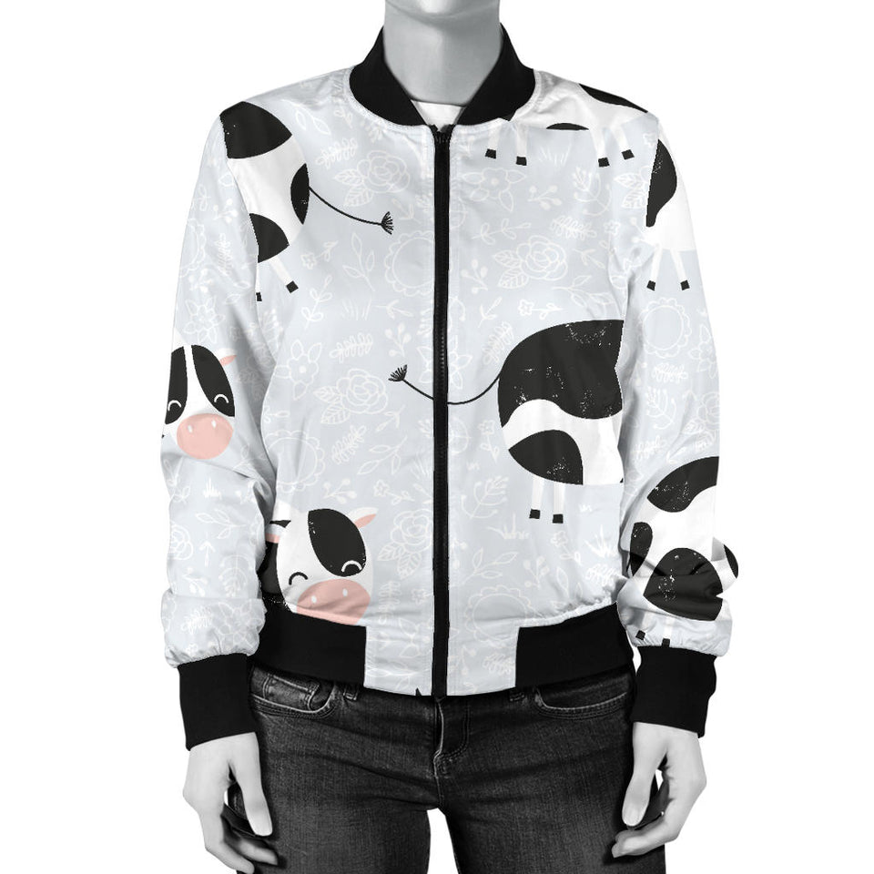 Cute Cows Pattern Women'S Bomber Jacket