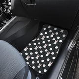 Cute White Rabbit Polka Dots Black Background Front Car Mats