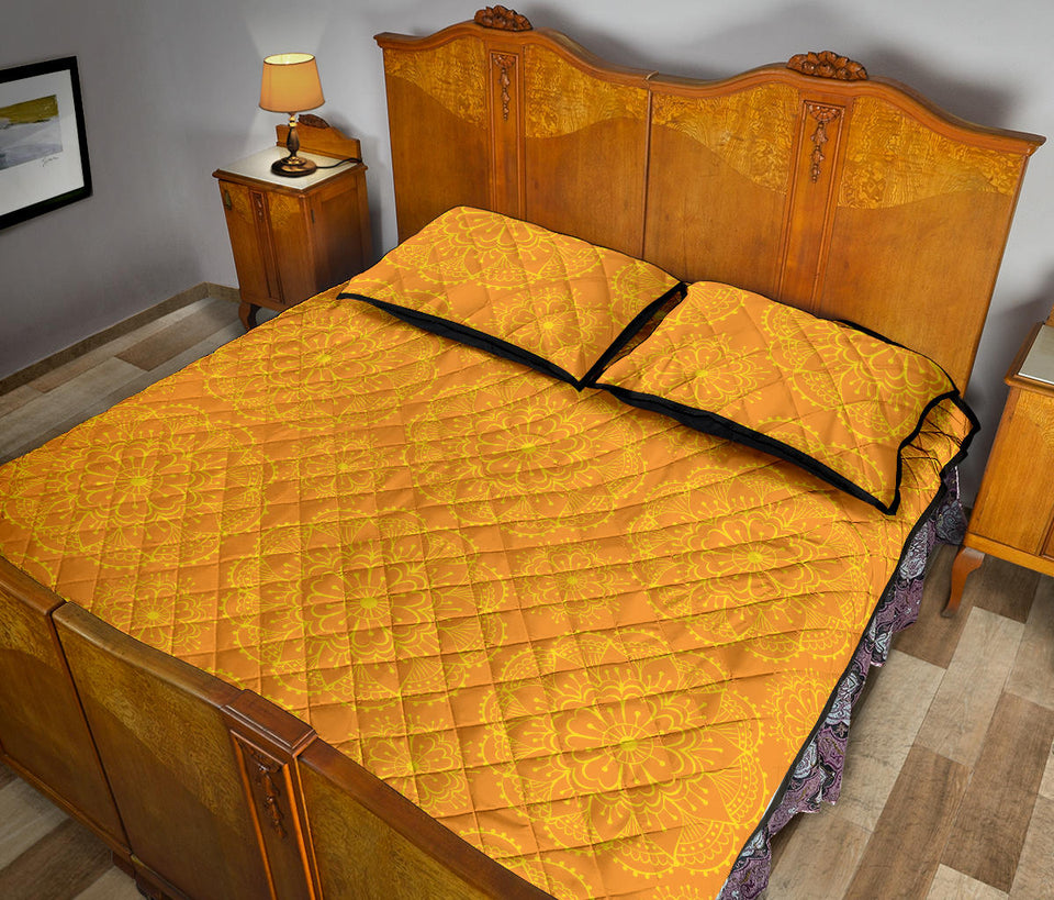 Orange traditional indian element pattern Quilt Bed Set