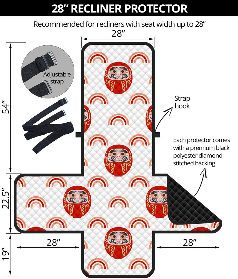 Daruma japanese wooden doll design pattern Recliner Cover Protector