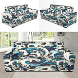 Japanese Wave Pattern Sofa Slipcover