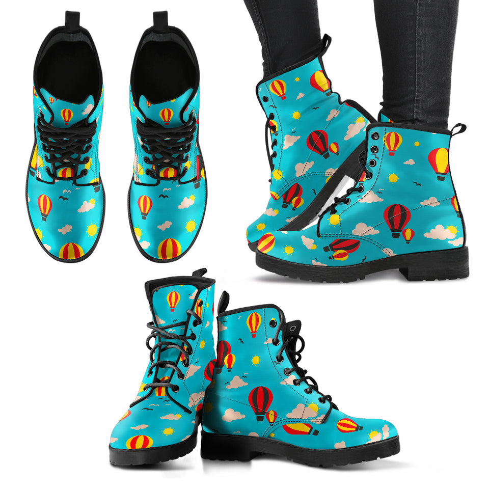 Hot Air Balloon Sky Pattern Leather Boots