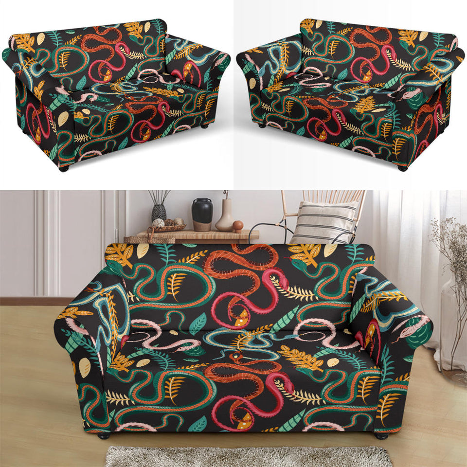 Colorful Snake Plant Pattern Loveseat Couch Slipcover