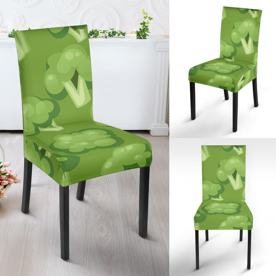 Broccoli Pattern Green Background Dining Chair Slipcover