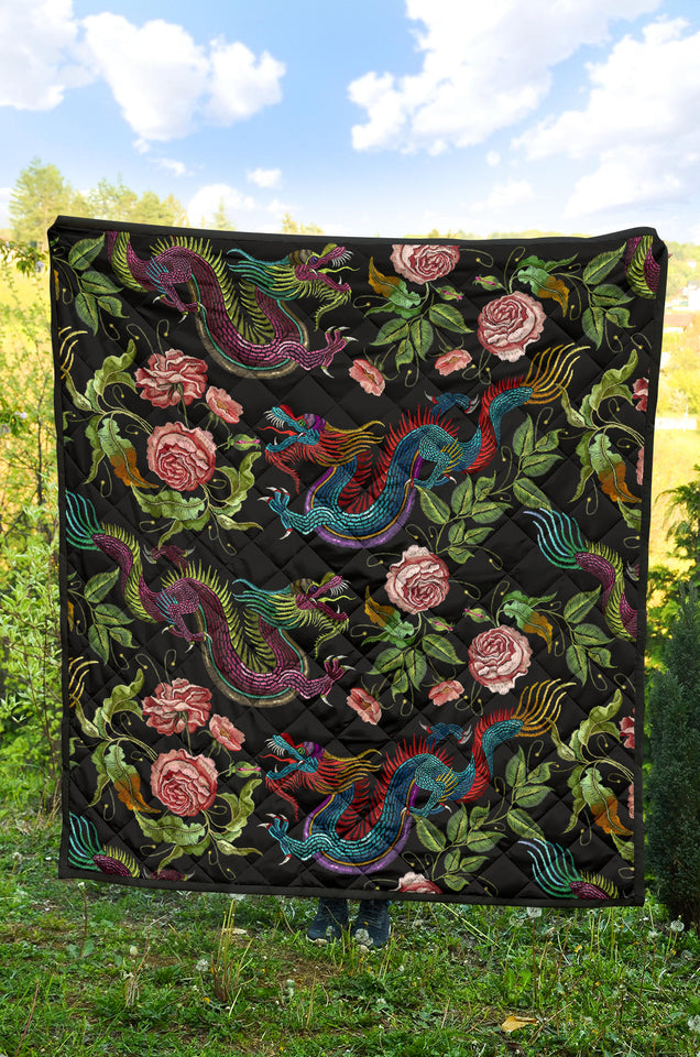 Dragons Flower Pattern Premium Quilt