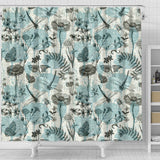 Dragonfly Butterfly Plants Insect Flower Vintage Style Pattern Shower Curtain Fulfilled In US