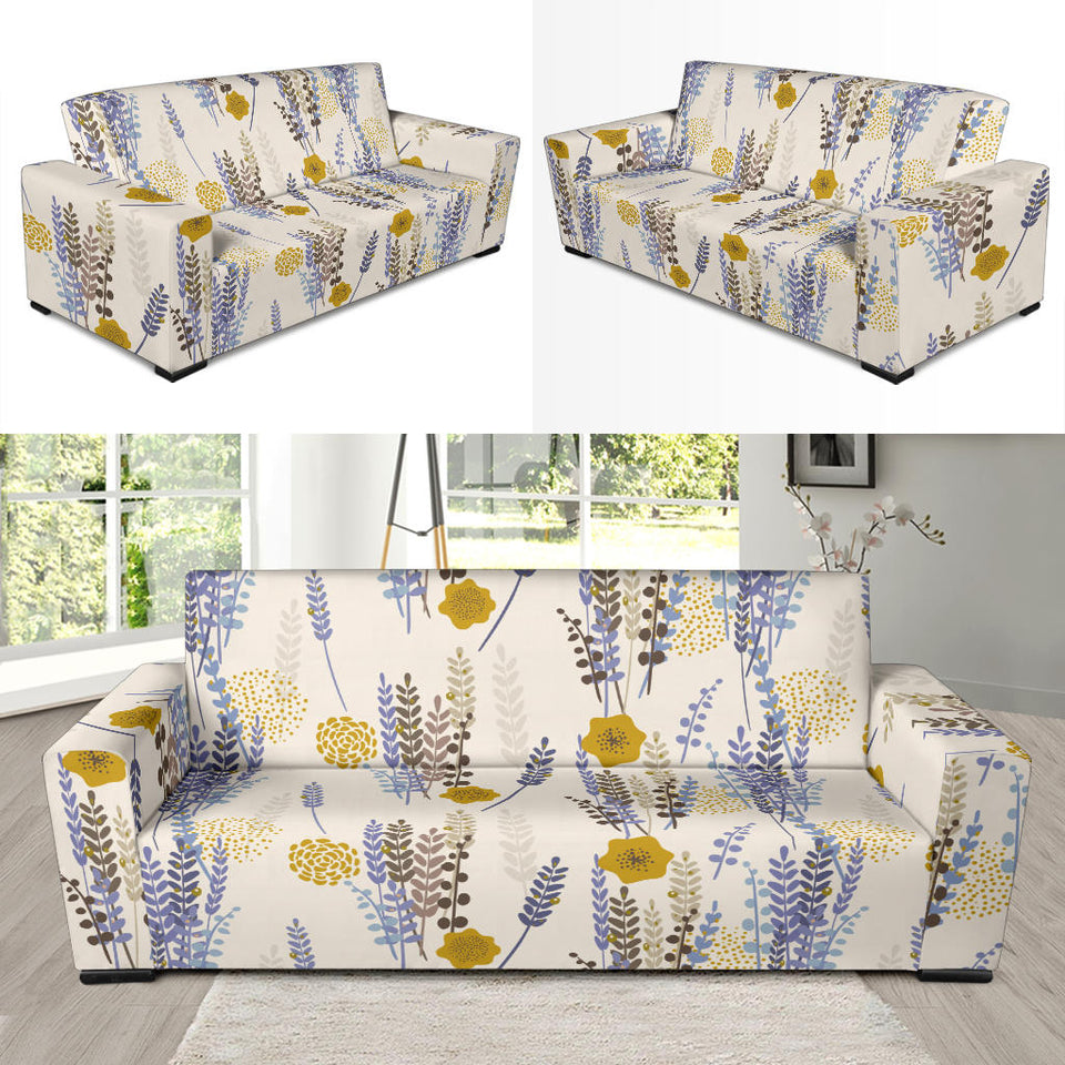 Lavender Modern Pattern Blackground Sofa Slipcover