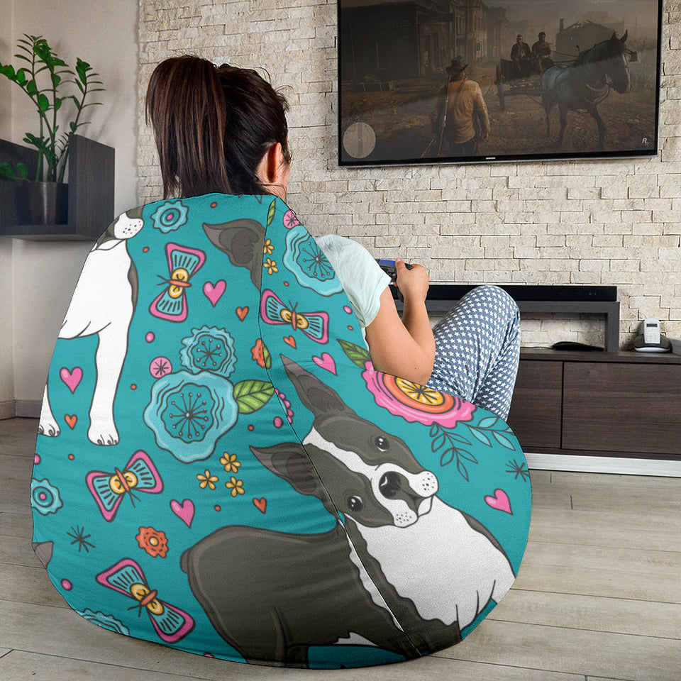Boston Terrier Beautiful Flower Pattern Bean Bag Cover