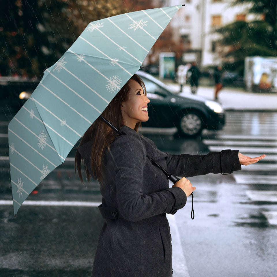 Snowflake Pattern Blue Stripe Background Umbrella