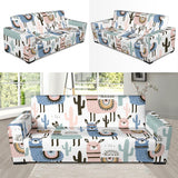 Lama Alpaca Cactus Hand Drawn Pattern Sofa Slipcover