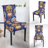 Sugar Skull Flower Pattern Dining Chair Slipcover