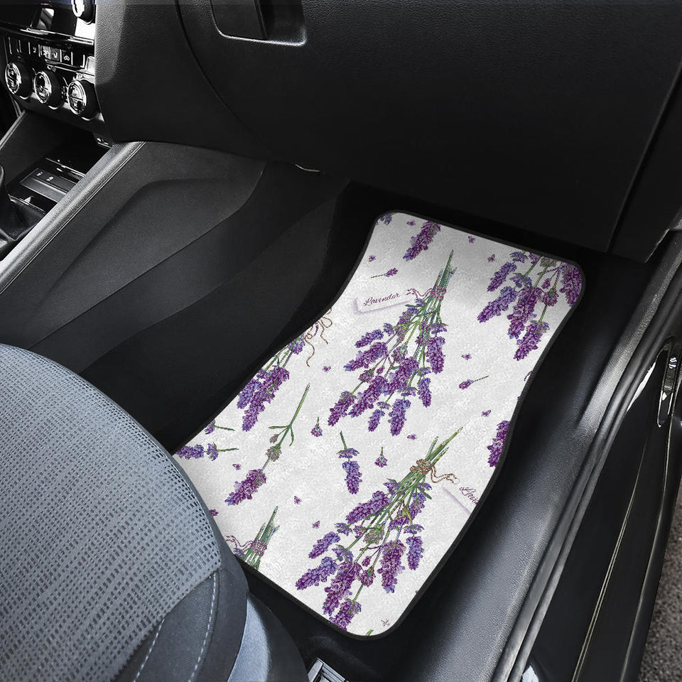 Lavender Flower Design Pattern Front And Back Car Mats