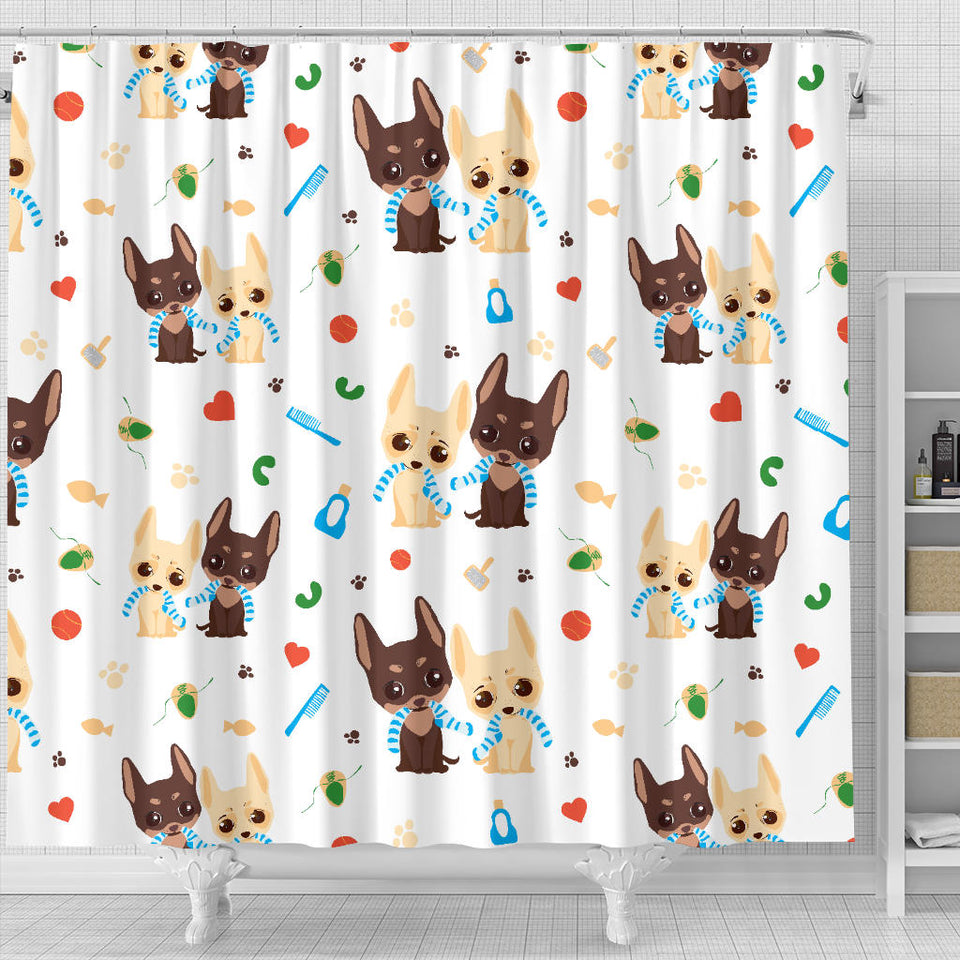 Cute Chihuahua Dog Pattern Shower Curtain Fulfilled In US