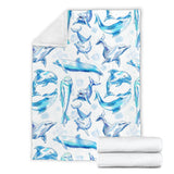 Watercolor Dolphin Pattern Premium Blanket