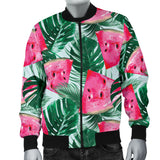 Watermelons Tropical Palm Leaves Pattern Men'S Bomber Jacket