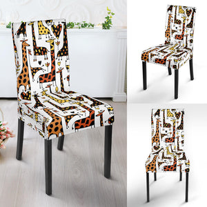 Giraffe Pattern Print Design 05 Dining Chair Slipcover