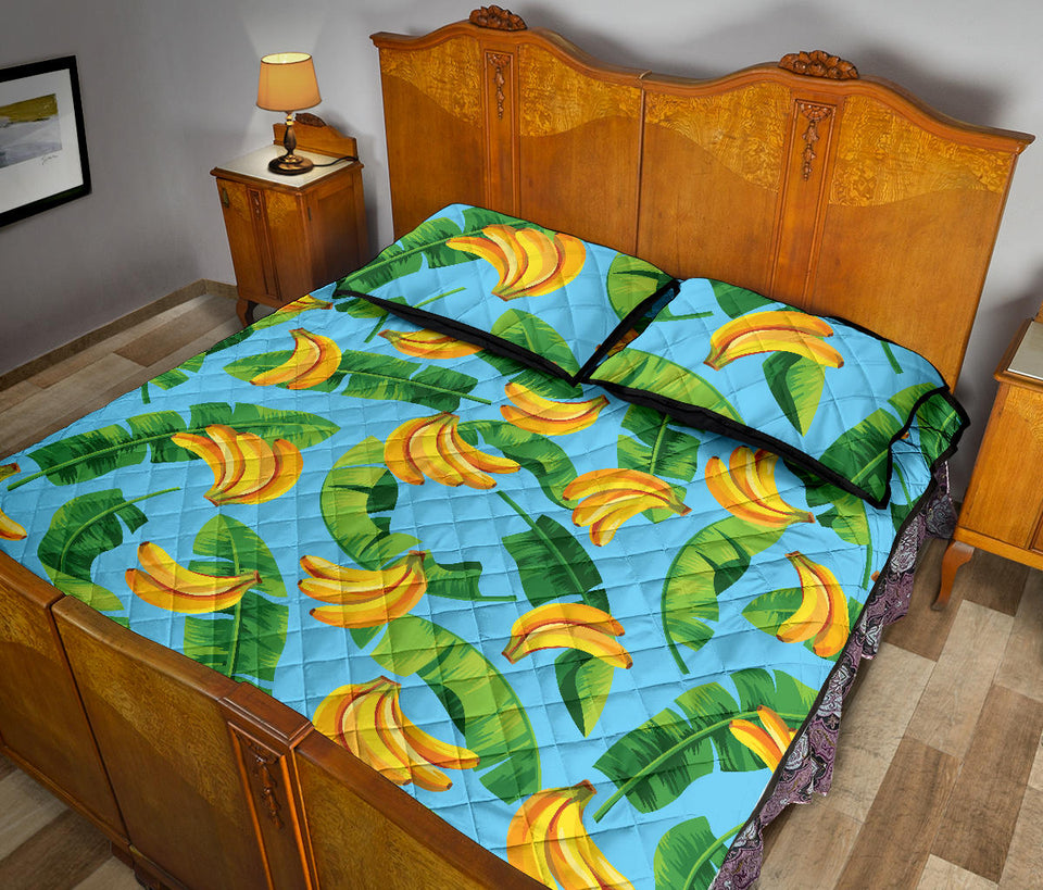 banana leaves banana design pattern Quilt Bed Set
