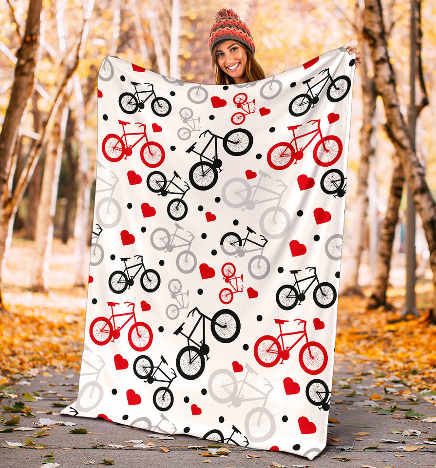 Bicycle Pattern Print Design 04 Premium Blanket