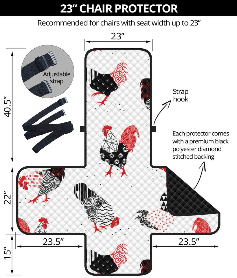 Cool rooster chicken cock floral ornament background Chair Cover Protector
