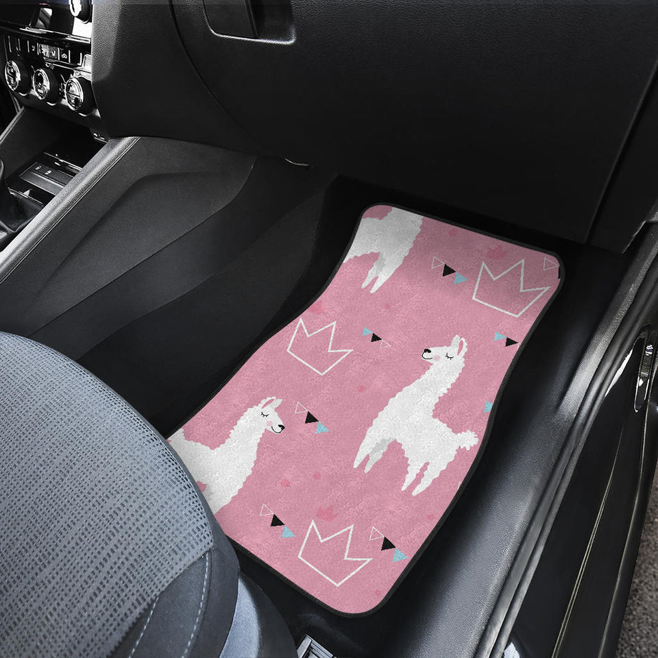Llama Alpaca Pink Background Front And Back Car Mats