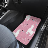 Llama Alpaca Pink Background Front And Back Car Mats