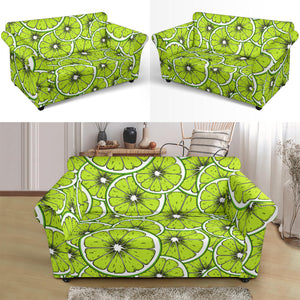 Slices Of Lime Design Pattern Loveseat Couch Slipcover