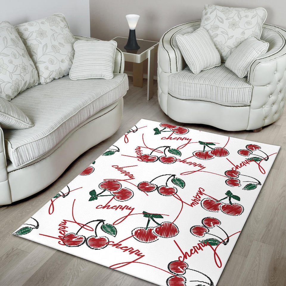 Hand Drawn Cherry Pattern Area Rug