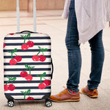 Hand Drawn Cherry Pattern Striped Background Luggage Covers