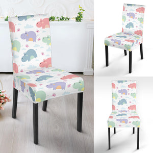 Hippopotamus Pattern Print Design 03 Dining Chair Slipcover