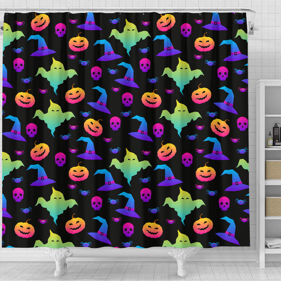 Colorful Halloween Background Shower Curtain Fulfilled In US