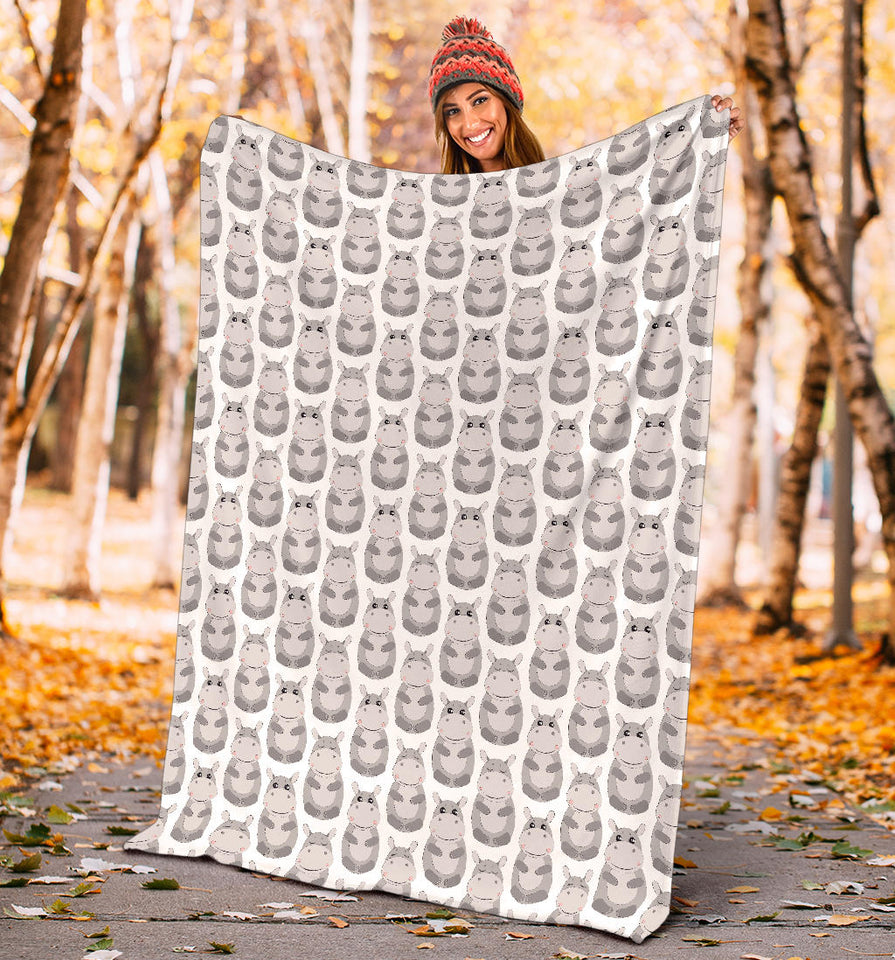 Hippopotamus Pattern Print Design 05 Premium Blanket