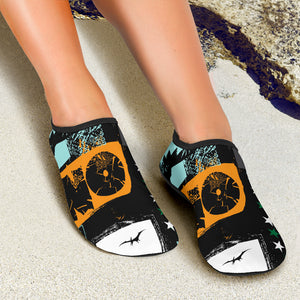 Dinosaurs Print Pattern Aqua Shoes