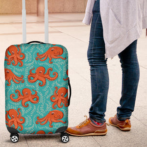 Octopus Turquoise Background Luggage Covers