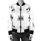 Cute French Bulldog Paw Pattern Women'S Bomber Jacket