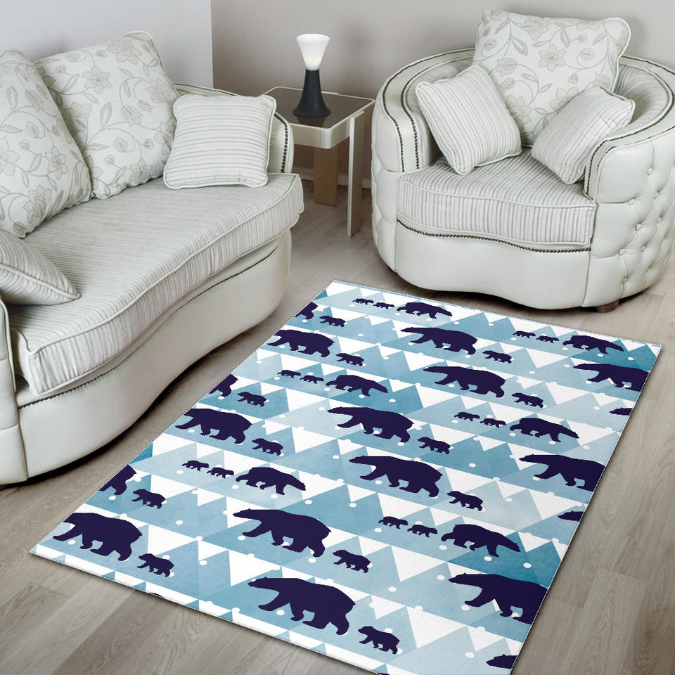 Polar Bear Winter Snow Pattern Area Rug