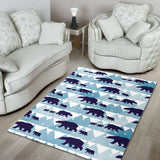 Polar Bear Winter Snow Pattern Area Rug