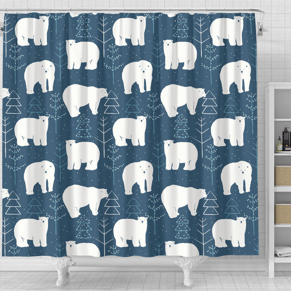 Polar Bear Mother Her Child Pattern Shower Curtain Fulfilled In US
