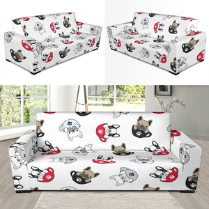 French Bulldog Cup Paw Pattern Sofa Slipcover