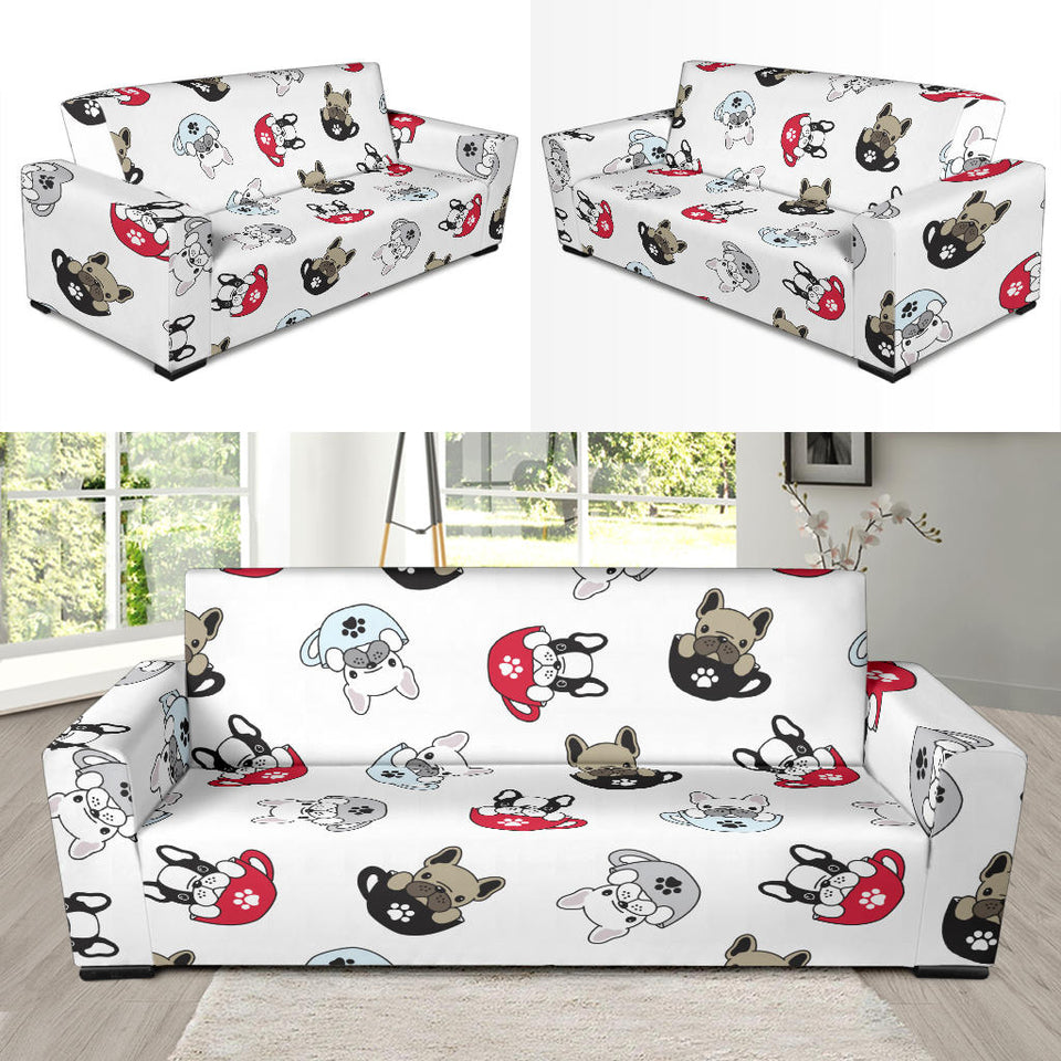 French Bulldog Cup Paw Pattern Sofa Slipcover