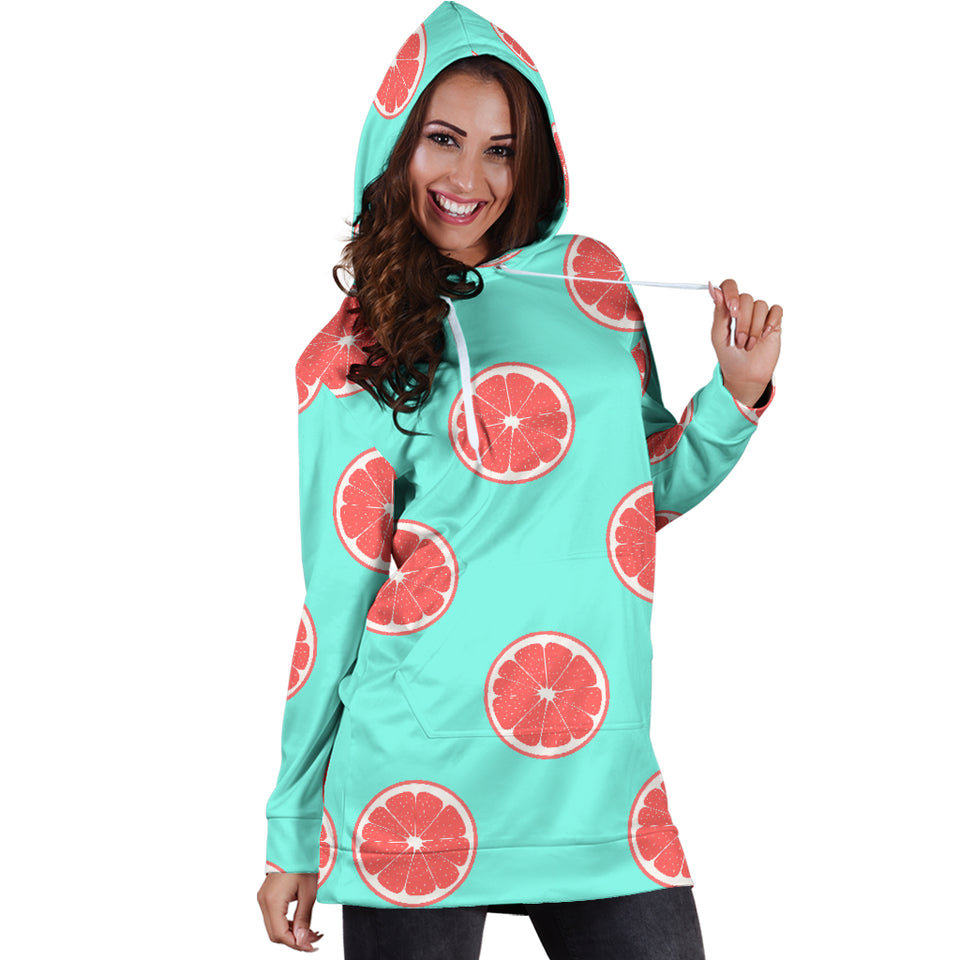 Grapefruit Green Background Women'S Hoodie Dress