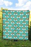 Rainbow Pattern Green Background Premium Quilt