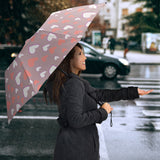 Coral White Heart Pattern Umbrella