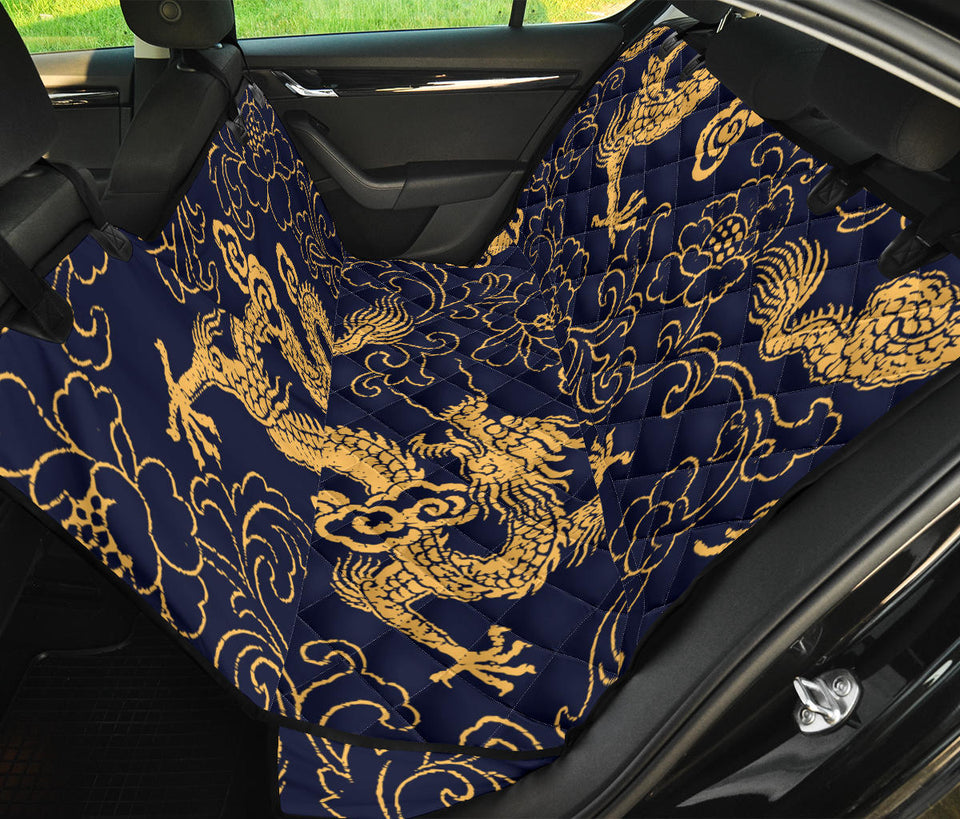 Gold Dragon Pattern Dog Car Seat Covers