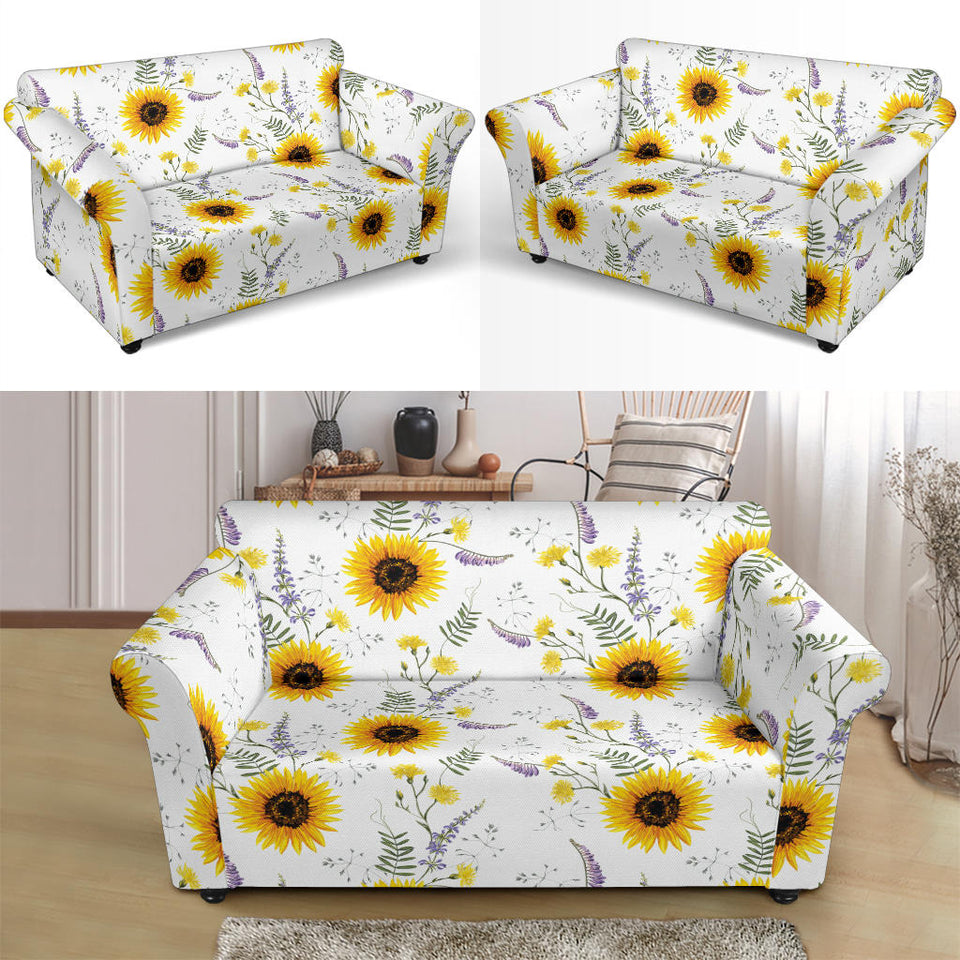 Beautiful Sunflowers Pattern Loveseat Couch Slipcover