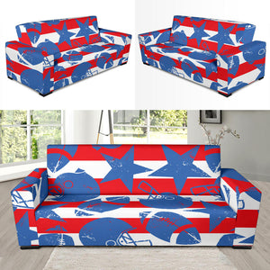 American Football Ball Star Stripes Pattern Sofa Slipcover