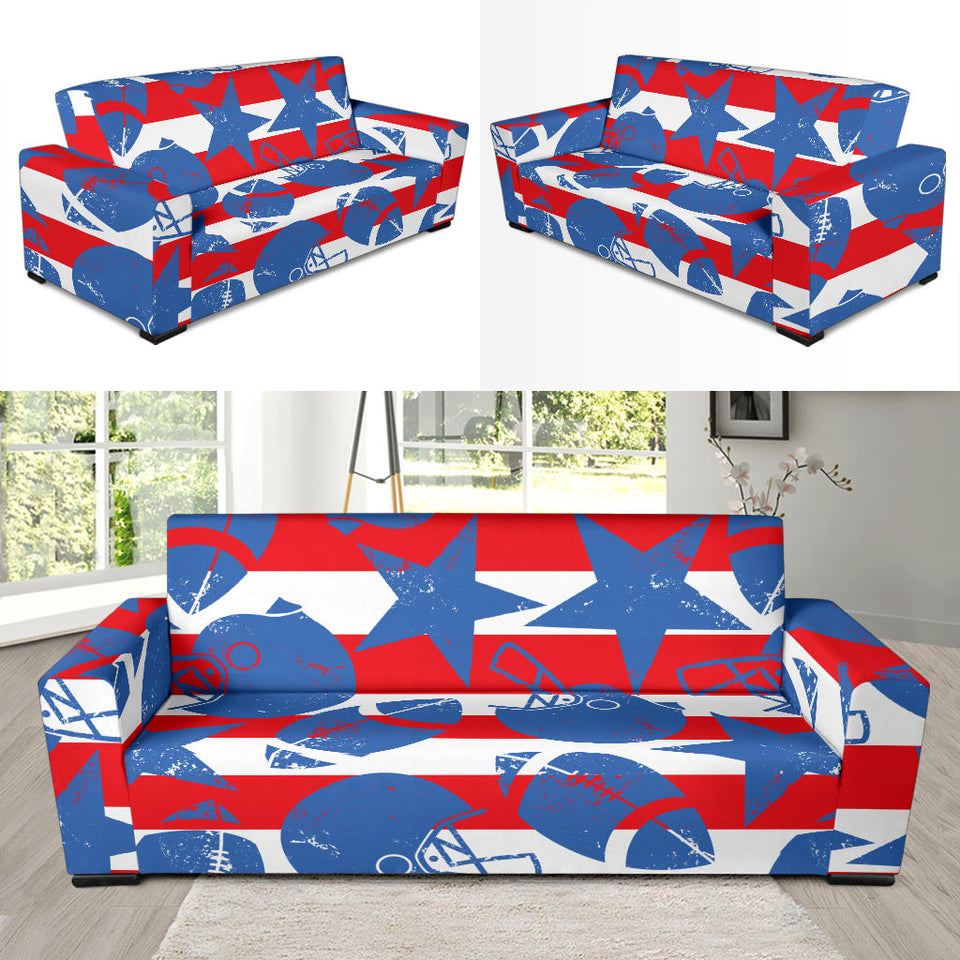American Football Ball Star Stripes Pattern Sofa Slipcover