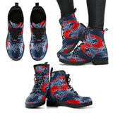 Koi Fish Carp Fishs Hand Drawn Japanese Art Leather Boots